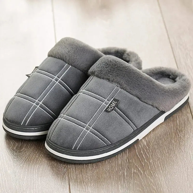 Chaussons homme | Mules à rayures gris - Chaussly