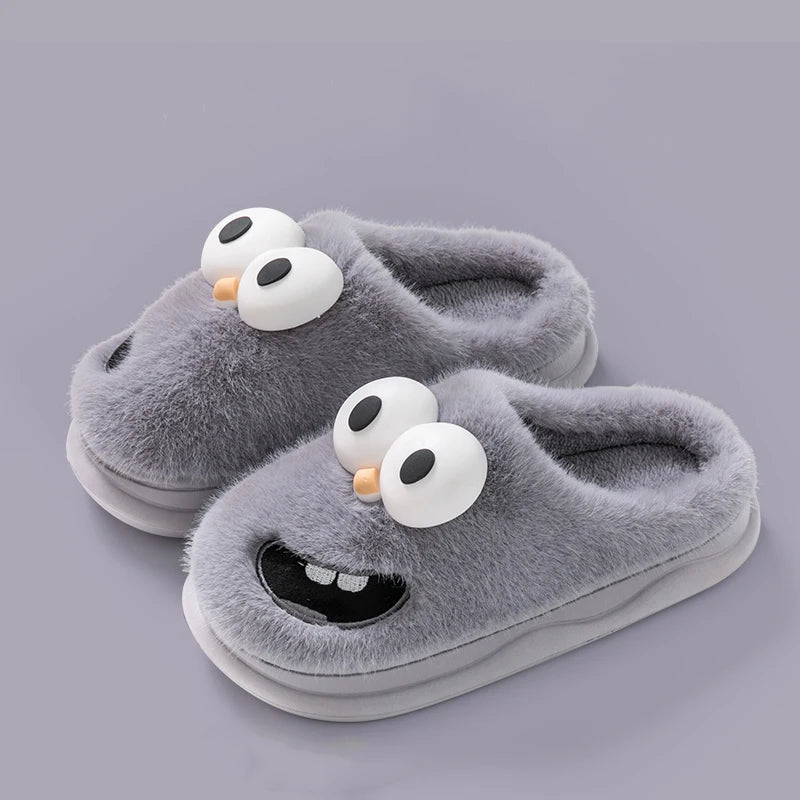 Chaussons rigolo homme | Bonhomme poilu gris - Chaussly