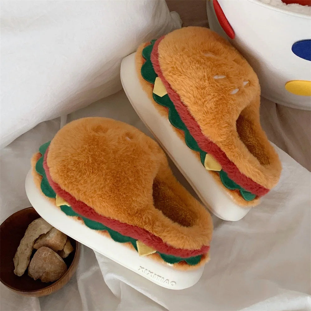 Chaussons rigolos adultes | Hamburger