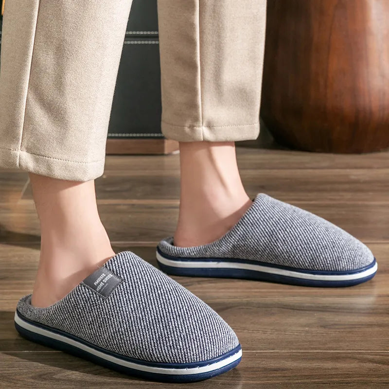 Chaussons homme peluche | Classique gris