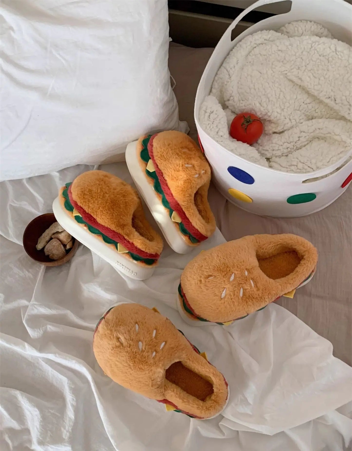 Chaussons rigolos adultes | Hamburger