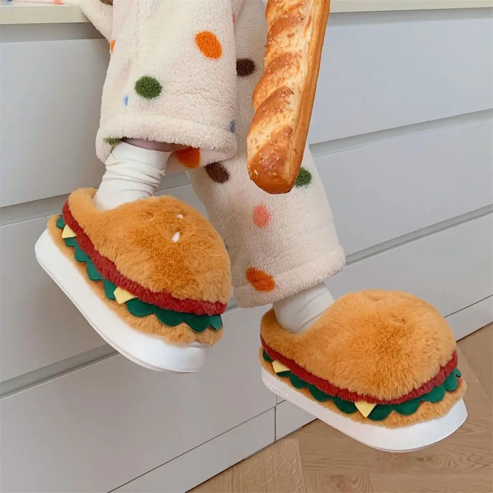 Chaussons rigolos adultes | Hamburger