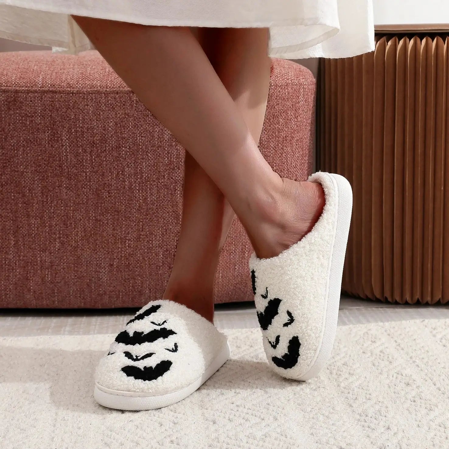 Chaussons Halloween | Chauve-souris blanc - Chaussly