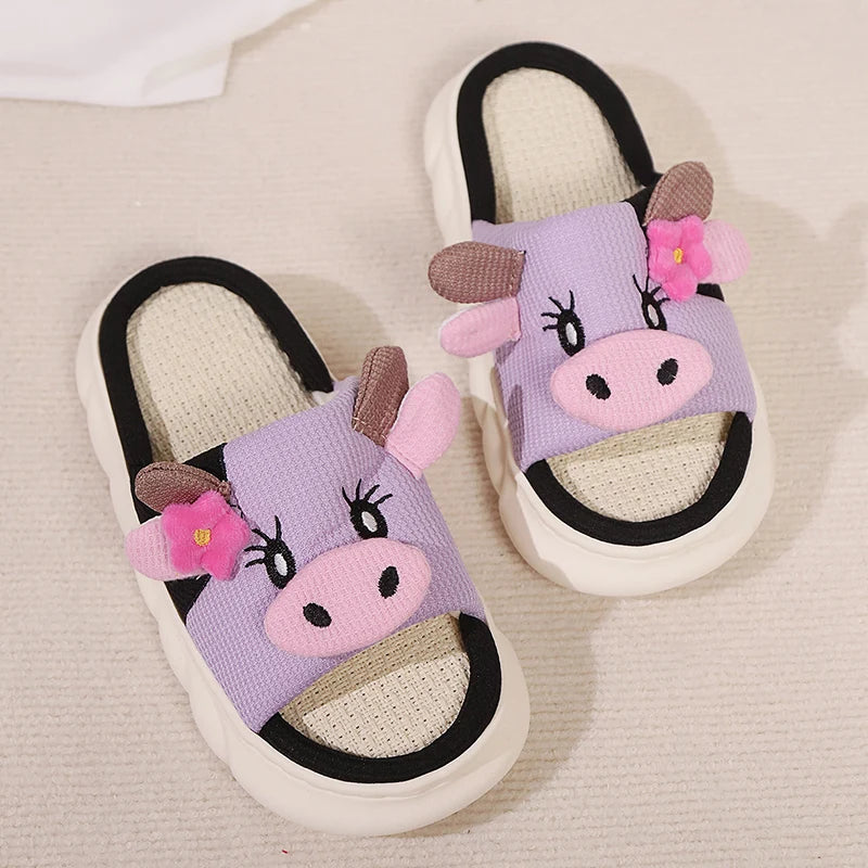 Claquettes animaux | Vachette violette en coton doux