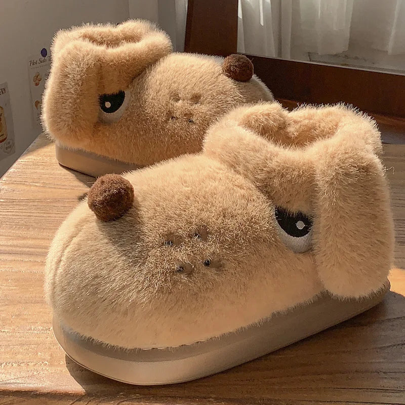 Chaussons animaux rigolos adultes | Chien grognon