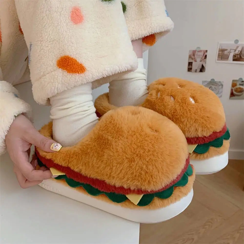Chaussons rigolos adultes | Hamburger