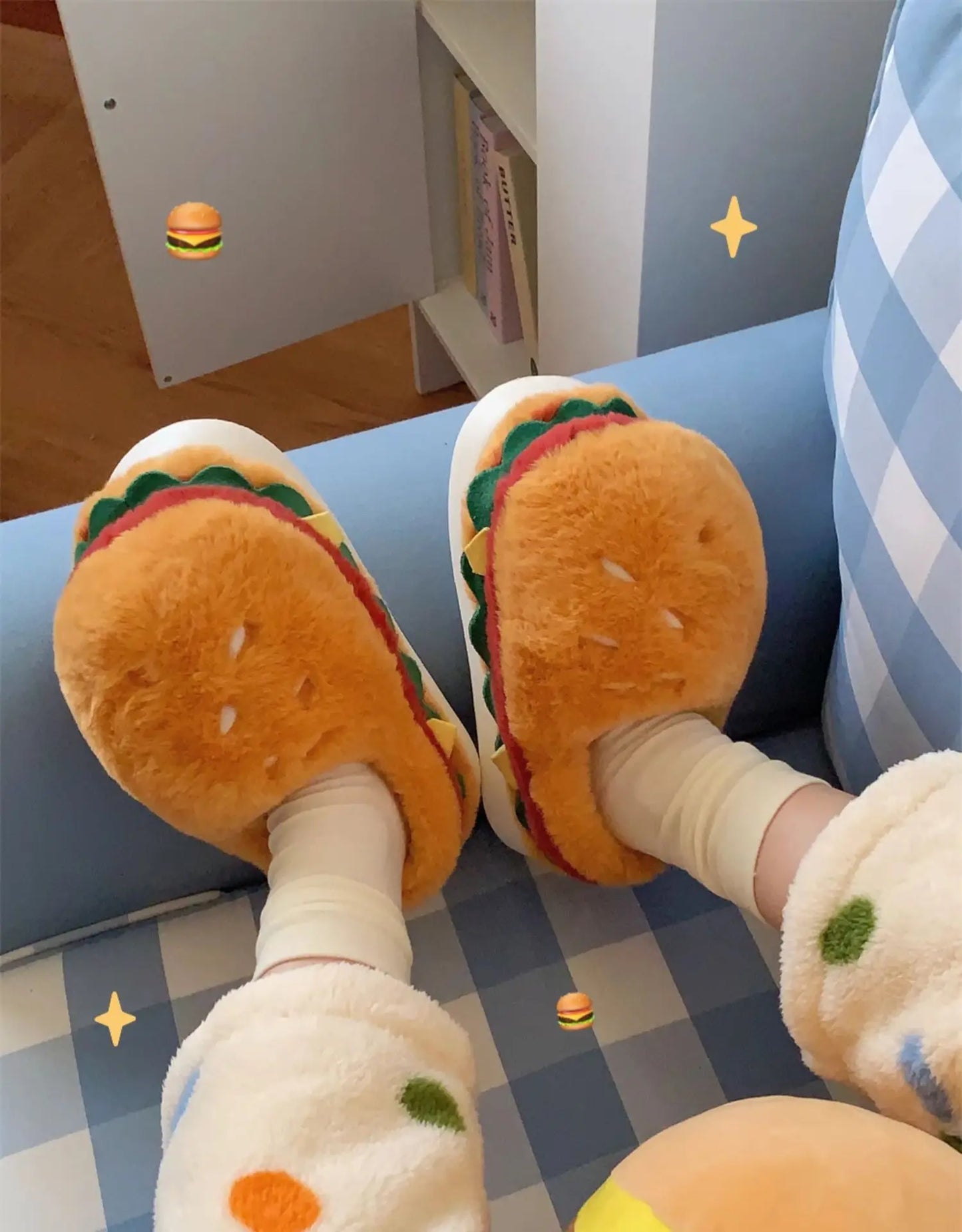 Chaussons rigolos adultes | Hamburger