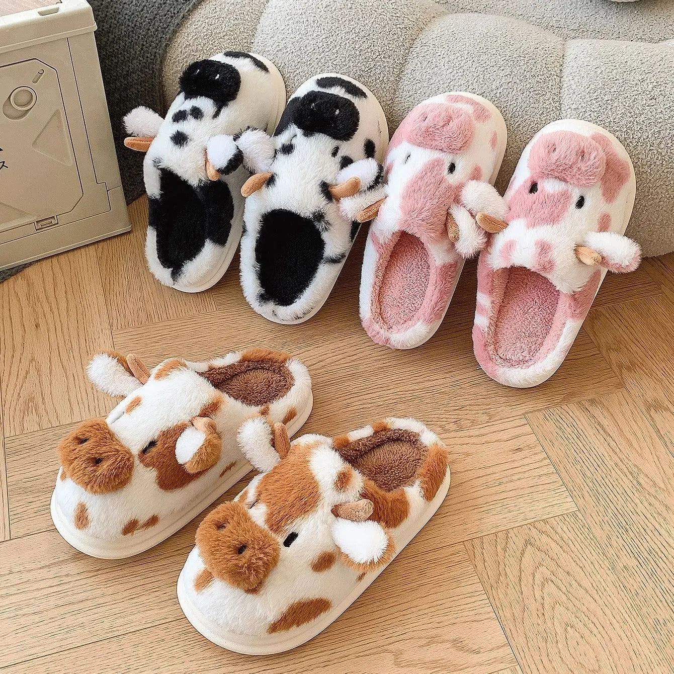 Chaussons animaux pour femme | Vache brune