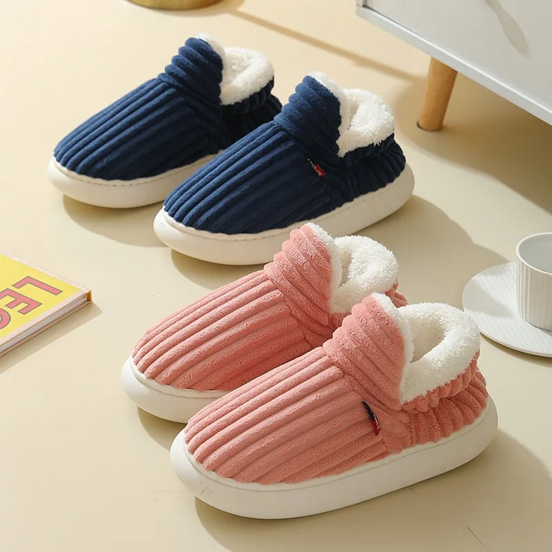 Chaussons chauds à rayures