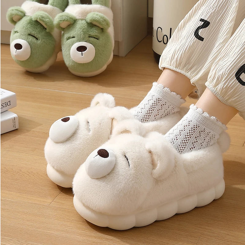 Chaussons animaux femme fourrure ours - Chaussly