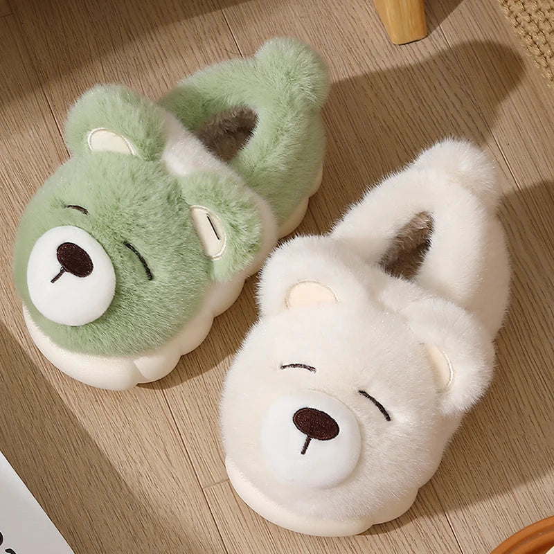 Chaussons animaux femme fourrure ours - Chaussly