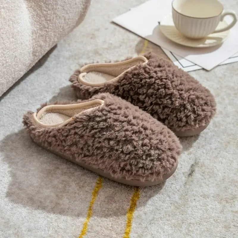 Chaussons fourrure japonais marron - Chaussly