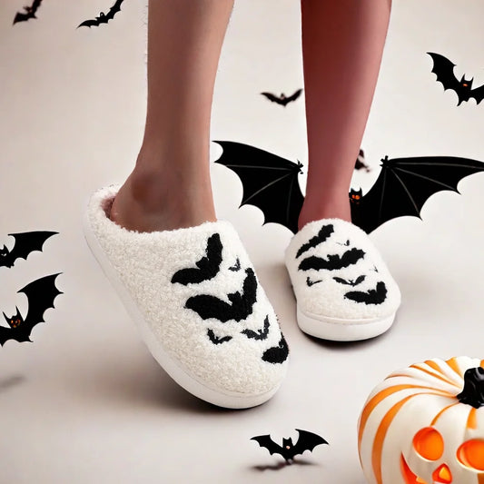 Chaussons Halloween | Chauve-souris blanc - Chaussly