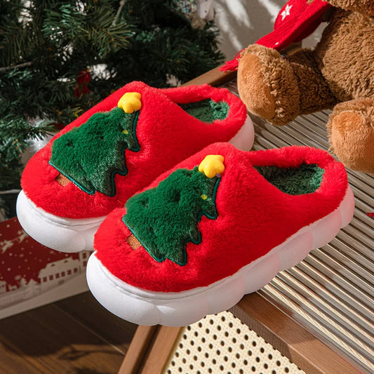 Chaussons Noël | Sapin rouge - Chaussly