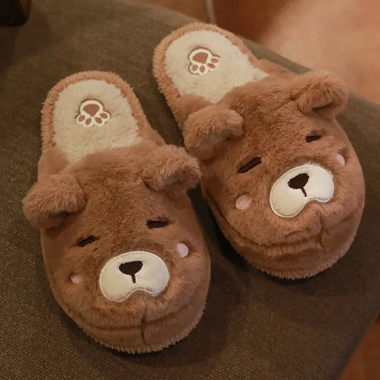 Chaussons animaux en peluche | Ours marron - Chaussly