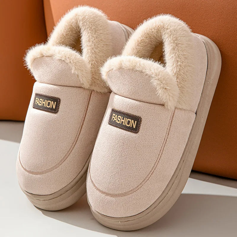 Chaussons chauds femme en peluche | Blanc crème - Chaussly