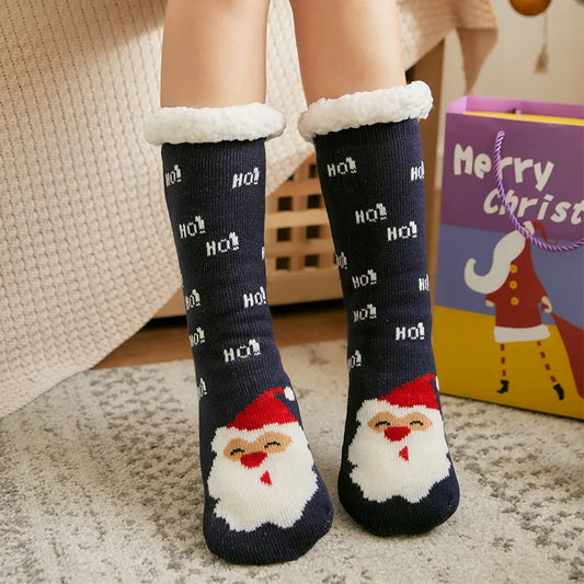 Chaussons chaussettes Noël en peluche | Père Noël - Chaussly
