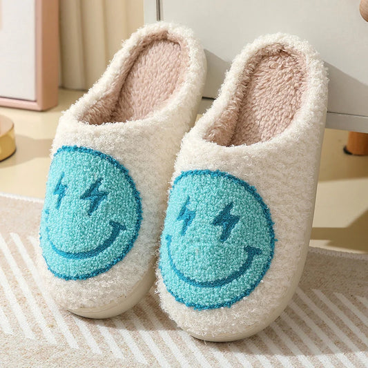 Chaussons emoji | Smiley éclair bleu - Chaussly