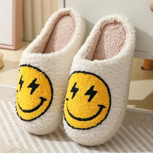 Chaussons emoji | Smiley éclair jaune - Chaussly