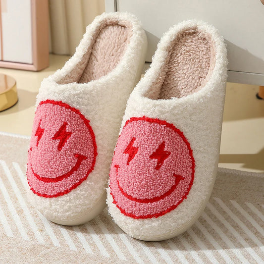 Chaussons emoji | Smiley éclair rose - Chaussly