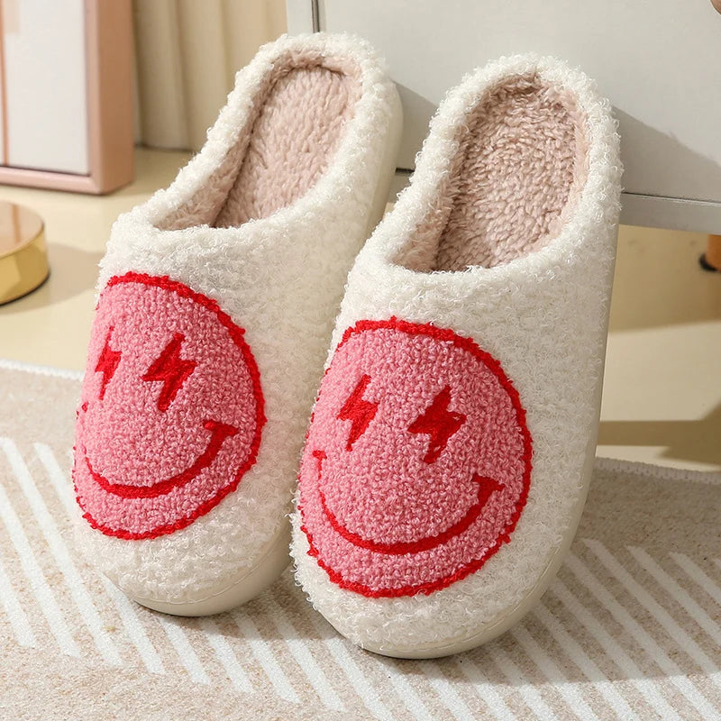 Chaussons emoji | Smiley éclair rose - Chaussly