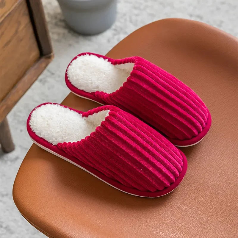 Chaussons en peluche mixte rouge - Chaussly