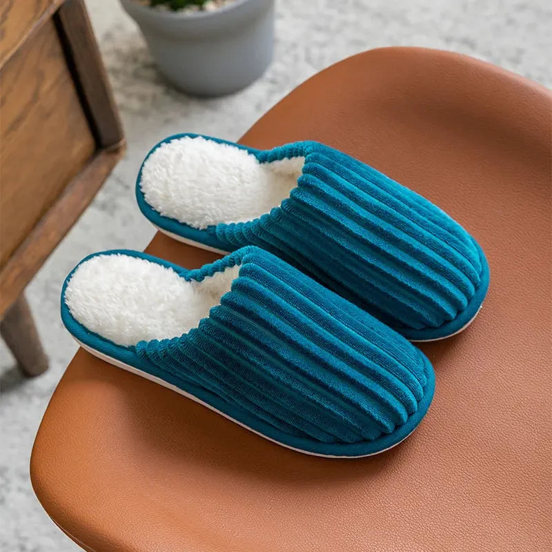 Chaussons en peluche mixte turquoise - Chaussly