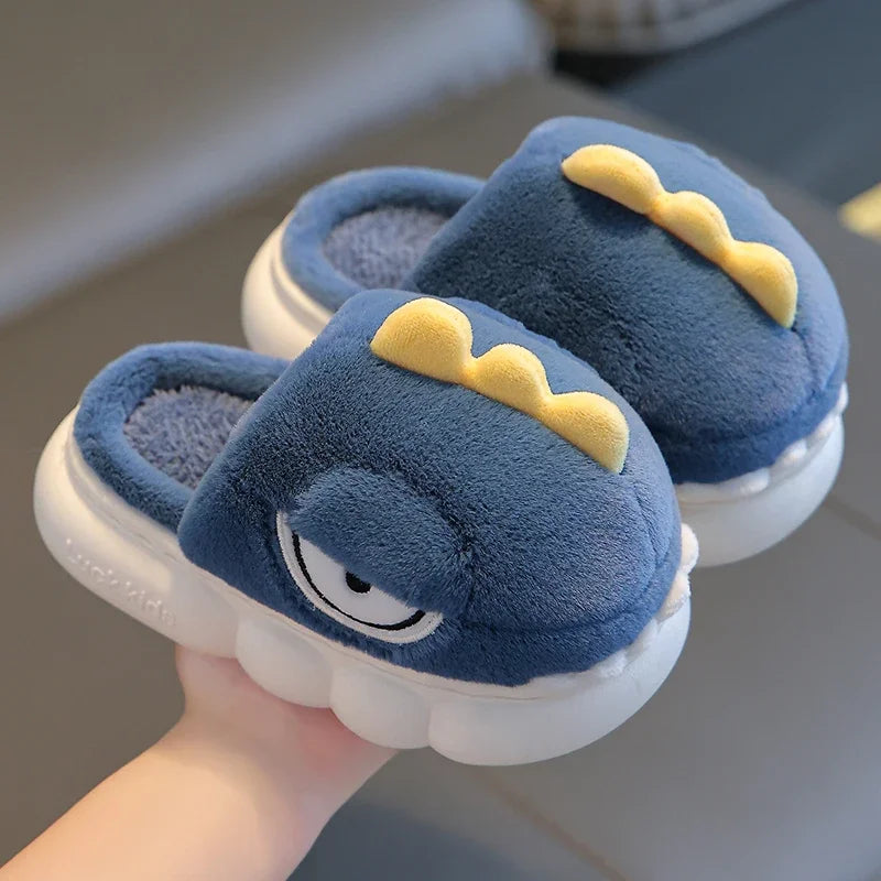 Chaussons rigolo enfant | Dinosaure bleu marine -  Chaussly