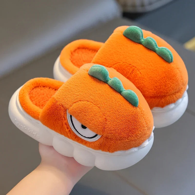 Chaussons rigolo enfant | Dinosaure orange - Chaussly