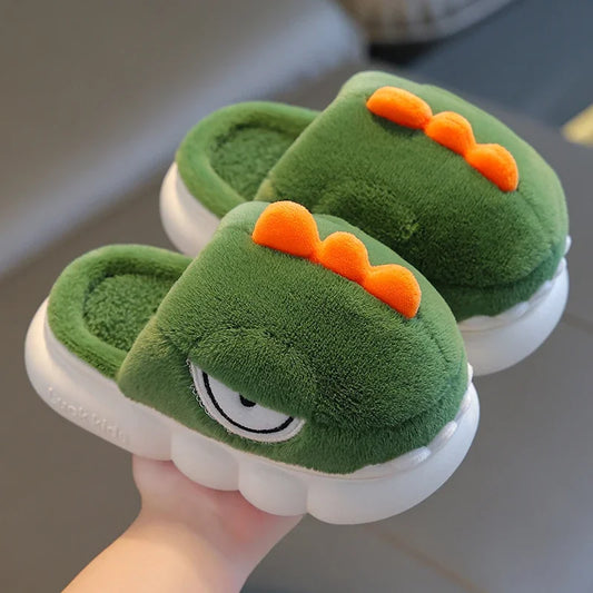 Chaussons rigolo enfant | Dinosaure vert - Chaussly
