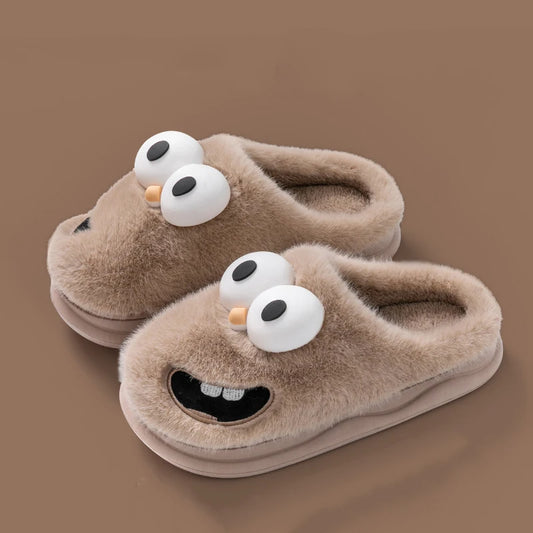 Chaussons rigolo homme | Bonhomme poilu marron - Chaussly
