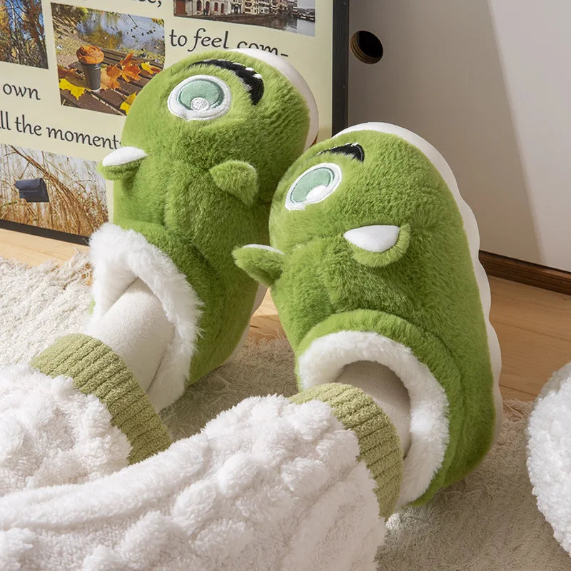 Chaussons rigolos adultes | Alien bleu