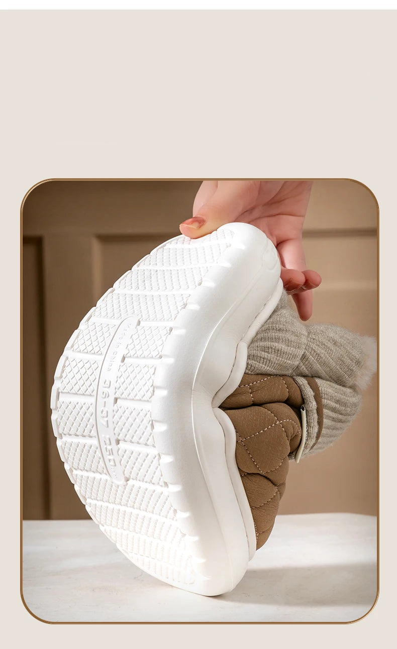 Chaussons chauds en peluche marron
