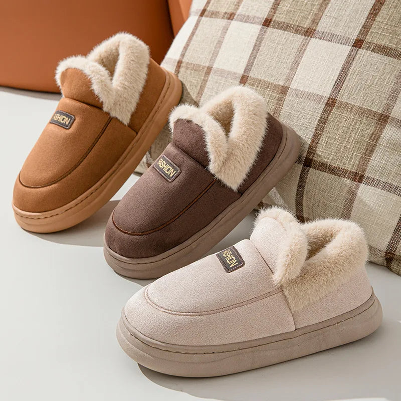 Chaussons chauds femme en peluche - Chaussly