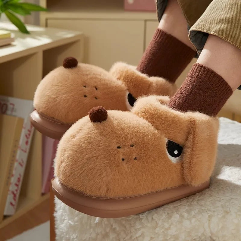 Chaussons animaux rigolos adultes | Chien grognon
