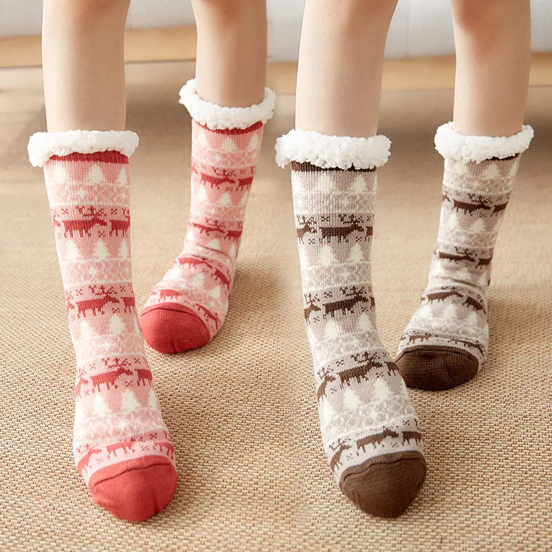 Chaussons chaussettes Noël en peluche - Chaussly