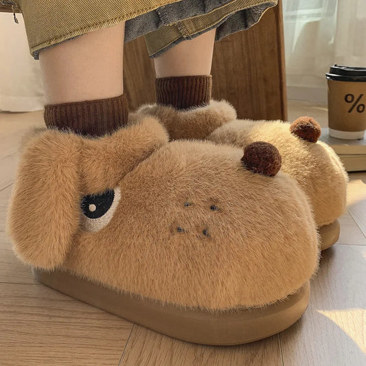 Chaussons animaux rigolos adultes | Chien grognon