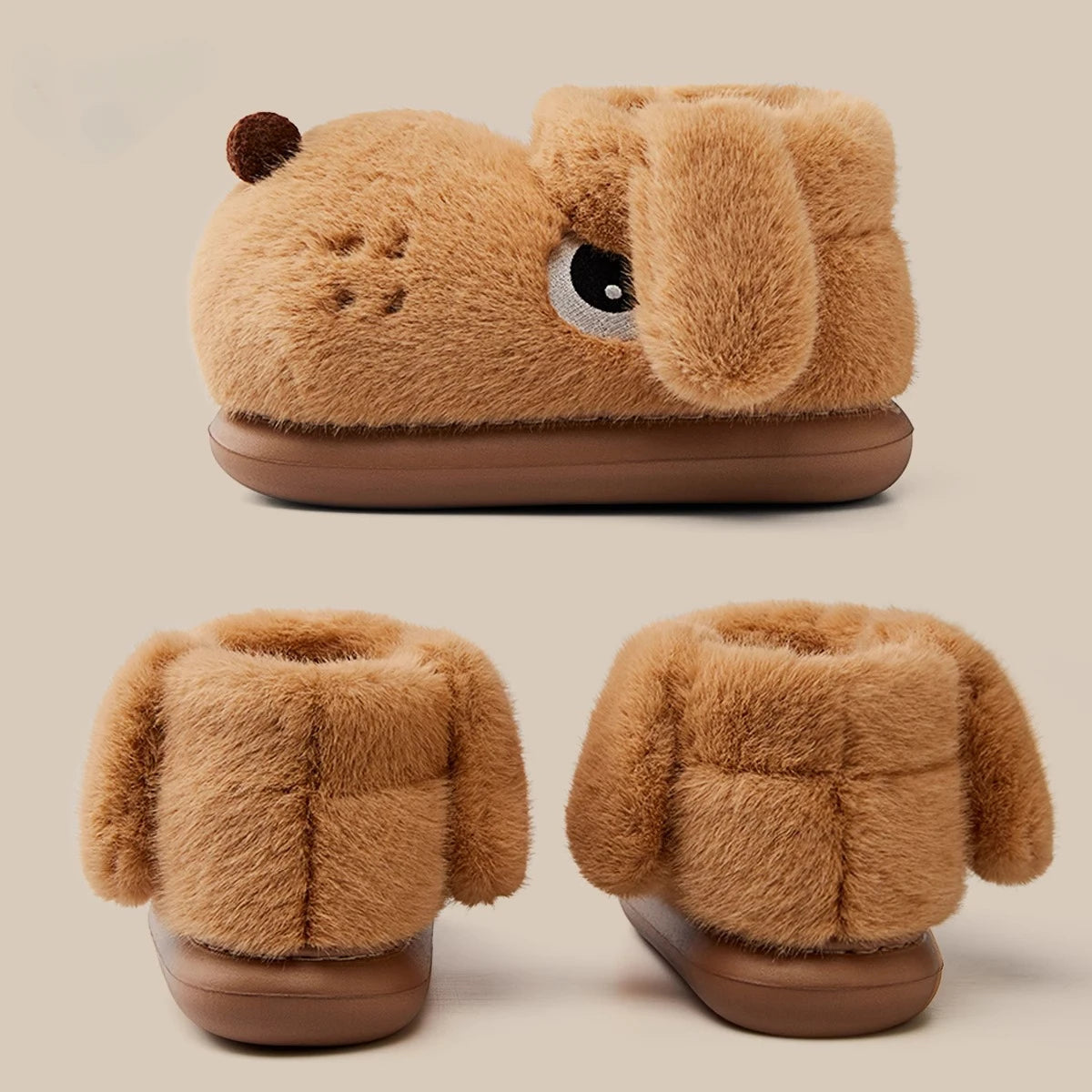Chaussons animaux rigolos adultes | Chien grognon