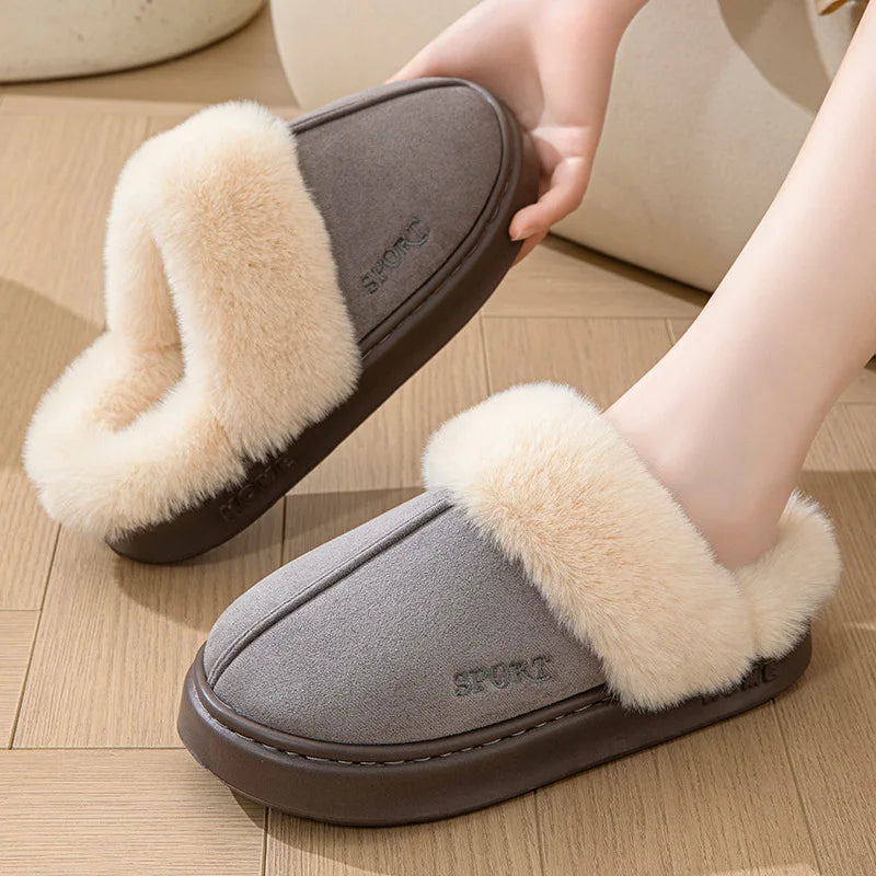 Chaussons en peluche mules pour femme - Chaussly