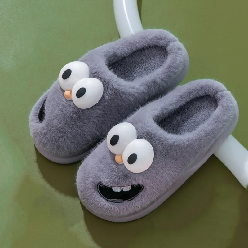 Chaussons rigolo homme | Bonhomme poilu gris - Chaussly