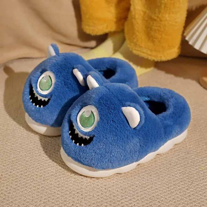 Chaussons rigolos adultes | Alien bleu
